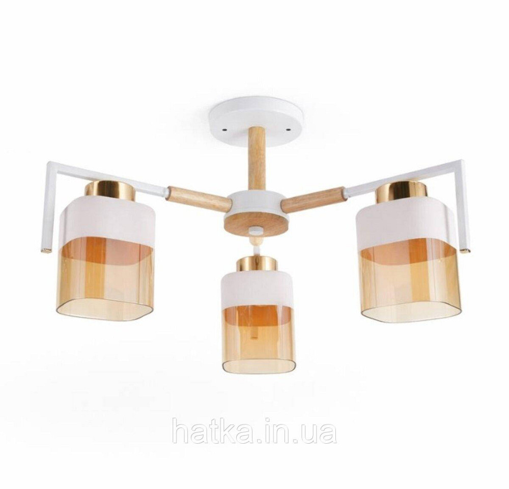 Люстра потолочная на 3 плафона VALESO XL25010-3 для спальни и гостиной Белый+Золото XL25010-3 Киев - изображение 1