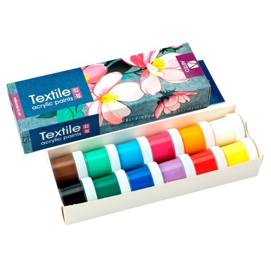 Набір акрилових фарб для розпису тканин Flowers 12×10мл Arteo Київ