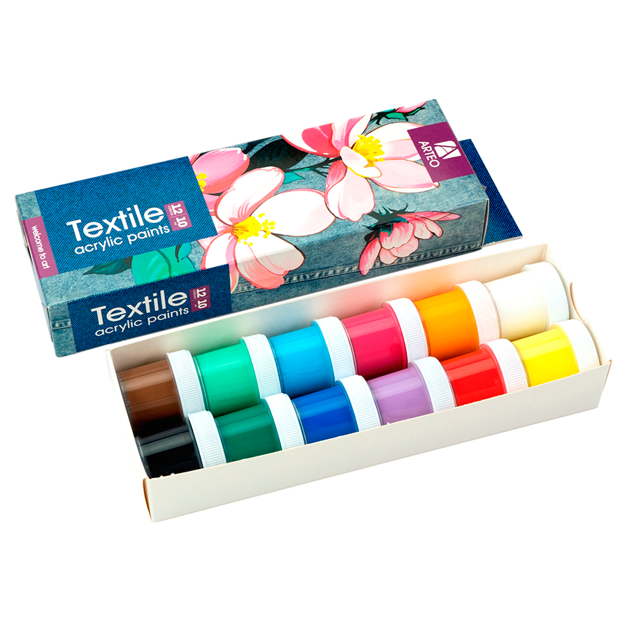 Набор акриловых красок для росписи тканей Flowers 12×10мл Arteo Киев - изображение 2