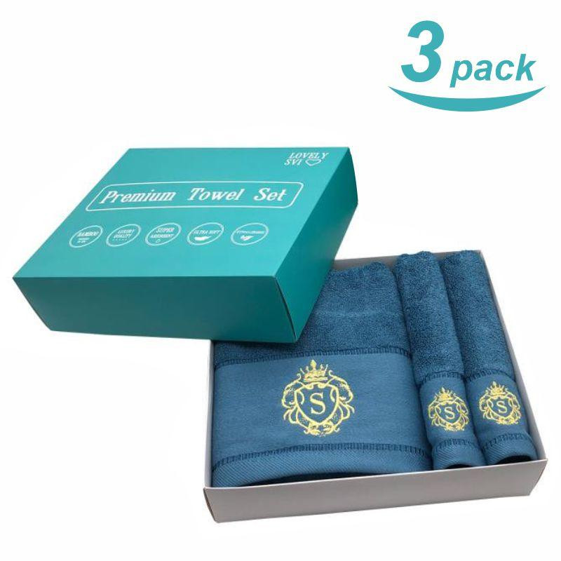 Набір Рушників Lovely Svi - Комплект Банних Рушників: 1 шт - 70 x 140 см, 2 шт - 34 x 72 см Ізумрудний Київ - фото 1