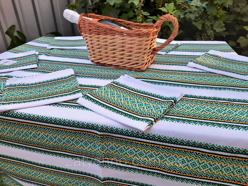 Вишита скатертина на столик у зеленому кольорі Київ - фото 4