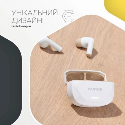 Навушники Canyon Hexagon 7 TWS ANC+ENC Wireless Charge White/Beige (CNS-TWS7WB) Вінниця - фото 4