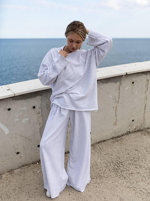 Женский стильный оверсайз костюм двойка: кофта и штаны турецкая трехнить петля пенье Меланж Одесса - изображение 6