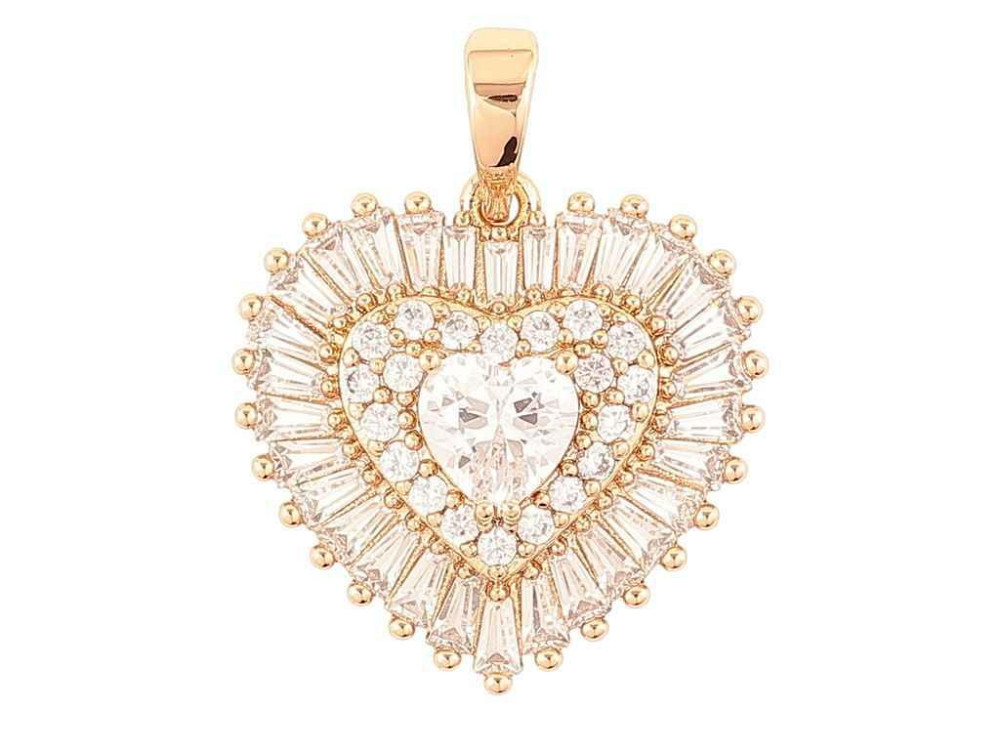 Кулон Позолота 18K «Сердечко з інкрустацією цирконієм» для ланцюжка до 6мм (262252) ТМ XUPING Київ - фото 1