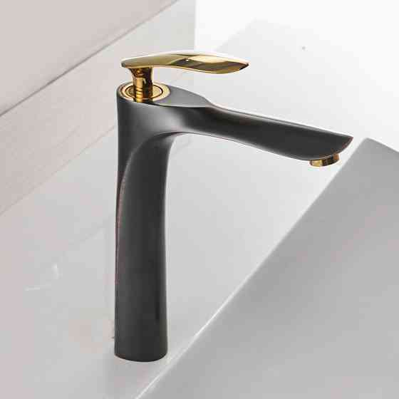 Смеситель дизайнерский для раковины кран в ванну однорычажный WanFan люкс качества Черный-золото Каменец-Подольский