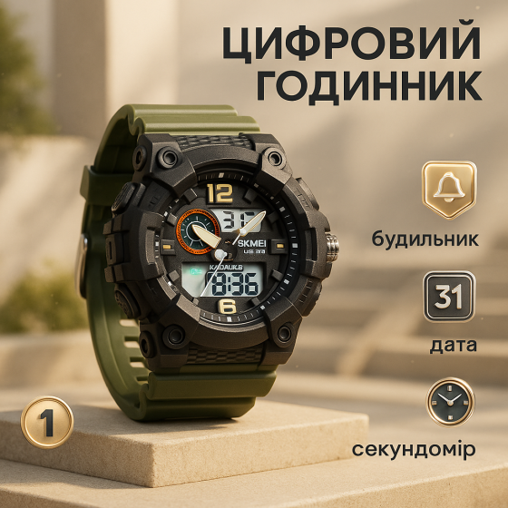 Годинник рибалки мисливця, Практичний спортивний чоловічий годинник Наручний для армії JE-30 Львів