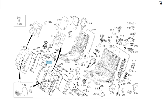 Mercedes-Benz  A1669212000 9051 Накладка заднього правого каркаса сидіння чорна GL/GLS X166 Одеса