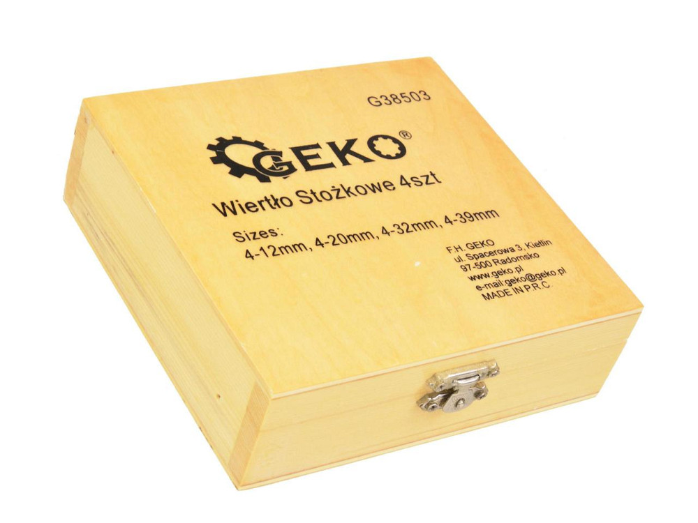 Свердла металу ступеневі "GEKO" [комплект 4шт] HSS-tyt  4,0-(12,0 / 20,0 / 32,0 / 39,0)мм в дерев'яному кейсі Киев - изображение 2