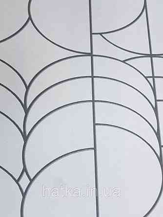 Обои флизелиновые Decoprint Elisir EL21052 геометрия 3д фигуры круги полосы черные серые фон светло розовый Киев