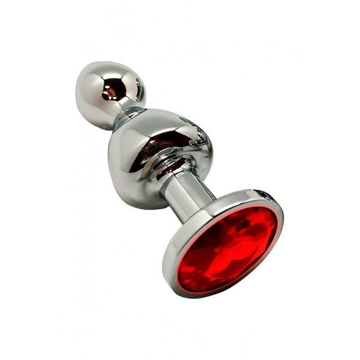 Металлическая анальная пробка Wooomy Lollypop Double Ball Metal Plug Red L диаметр 3,5, длина 10,5 с Sex Aura Киев - изображение 1
