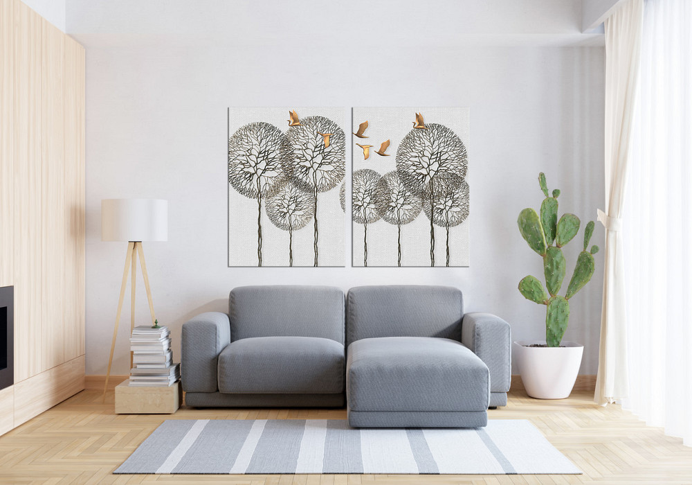 Модульная картина в гостиную / спальню Золоті пташки TLV-2_026 90x132  см Киев - изображение 3
