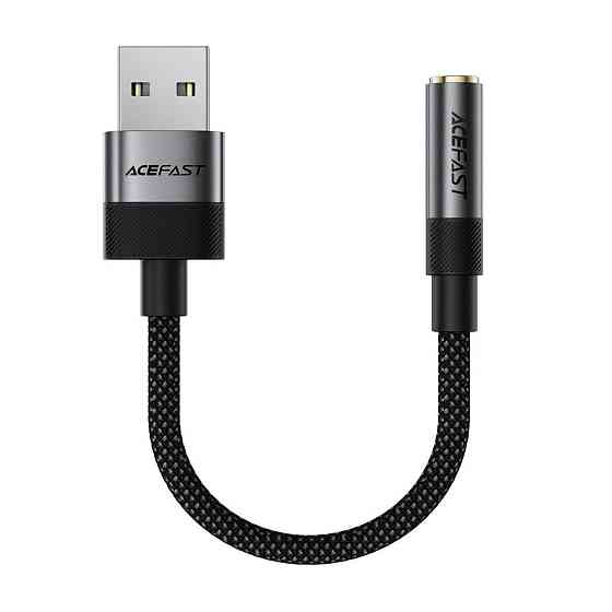 Аудио кабель ACEFAST J13 USB-A to 3.5mm female, nylon braid, 0.15m, Black Одесса