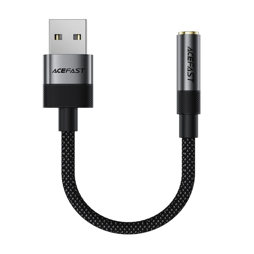 Аудио кабель ACEFAST J13 USB-A to 3.5mm female, nylon braid, 0.15m, Black Одесса - изображение 3