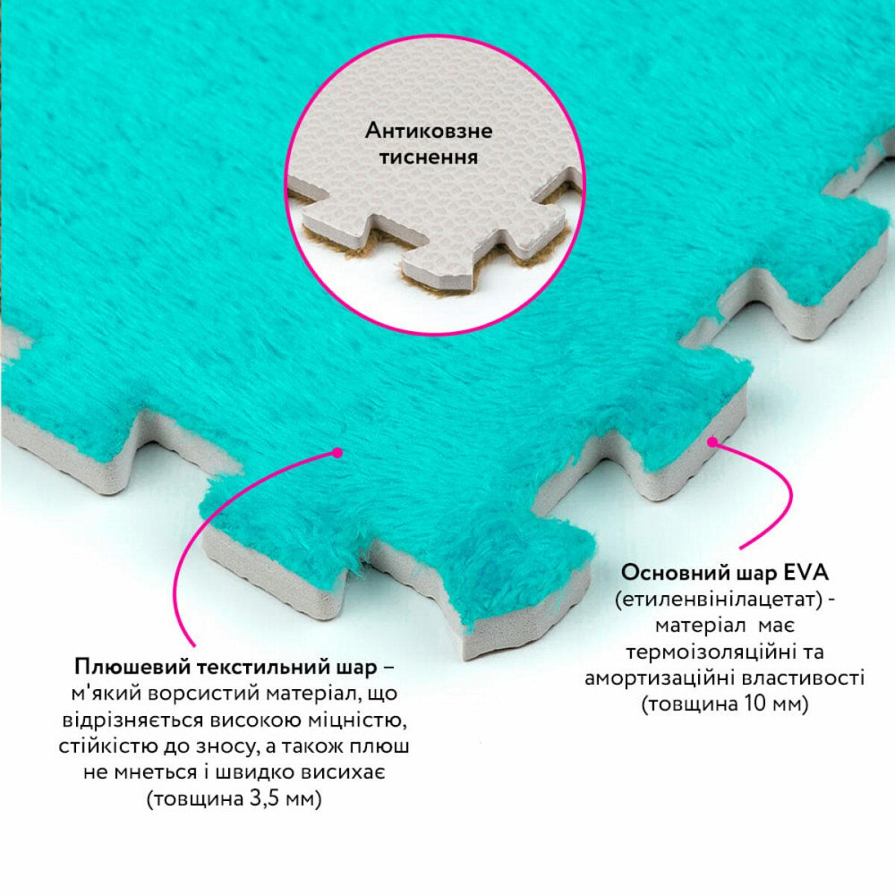 Пол-пазл плюшевый 30х30х1см Мятний SW-00002088 Киев - изображение 3