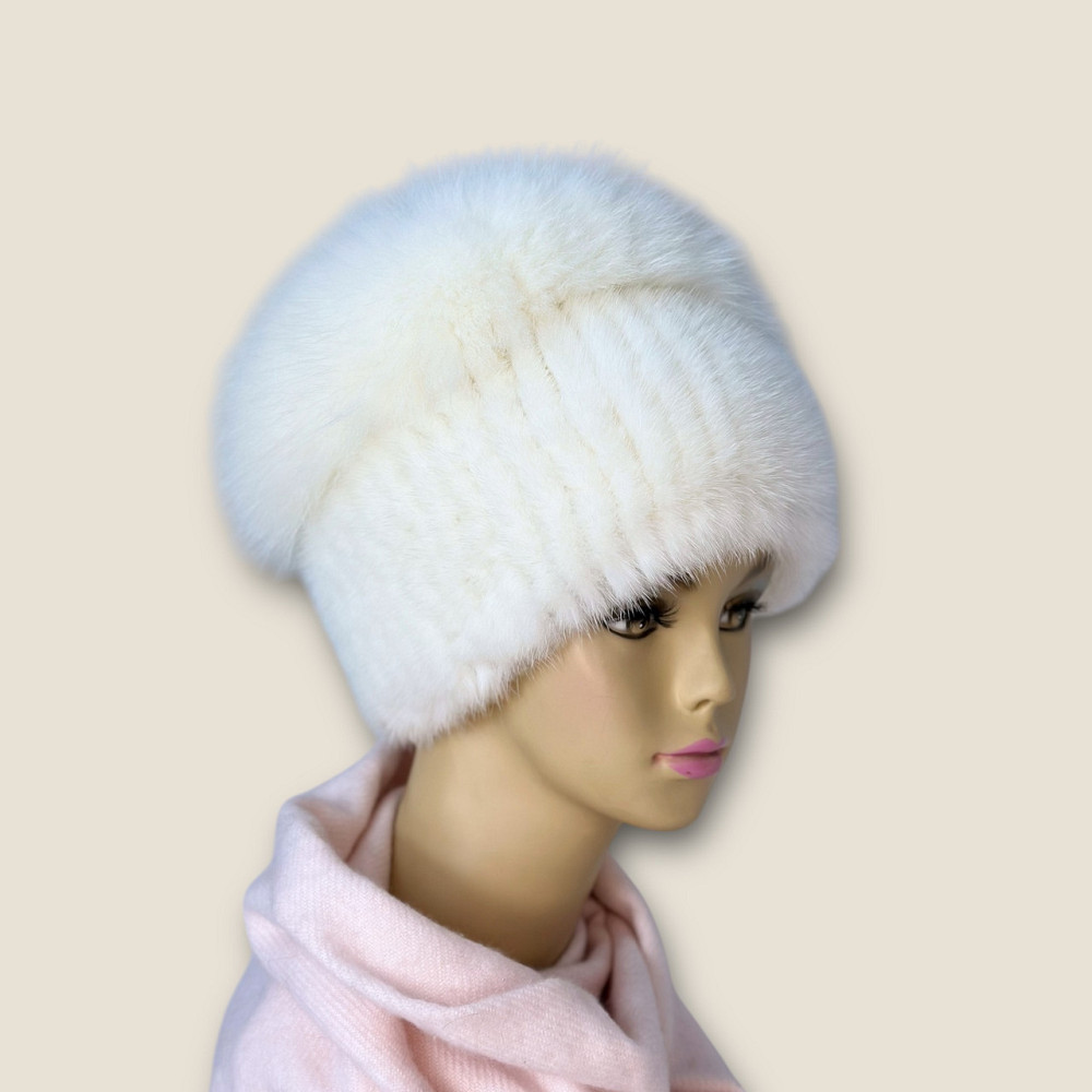 Норковая шапка кубанка Камила Белый Харьков - изображение 2