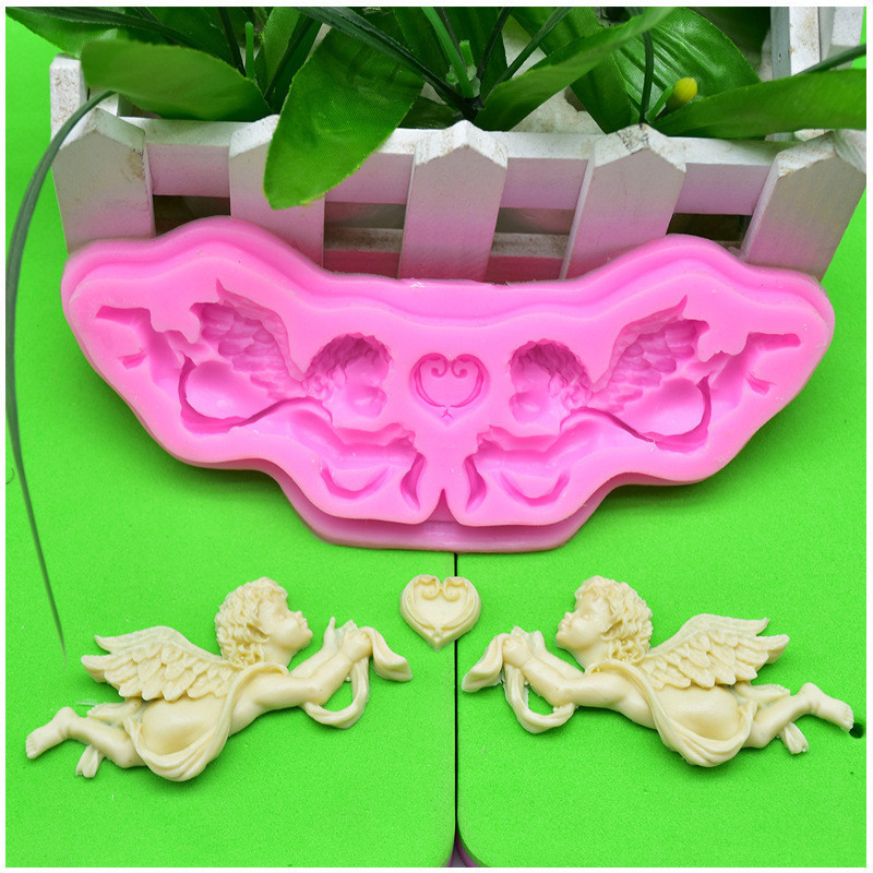 Силиконовый молд Ангелы 158 на 69 мм розовый Киев - изображение 2