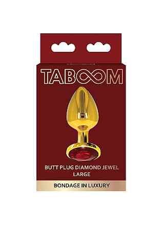 Анальна металева пробка золотиста L Butt Plug With Diamond Jewel Taboom Sex Aura Київ