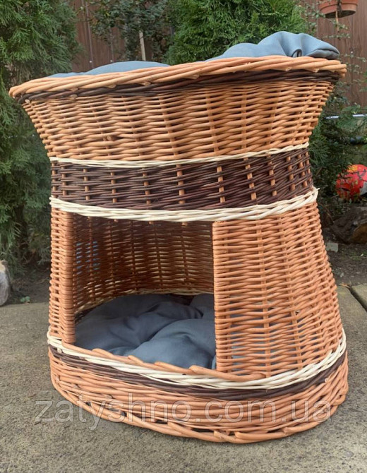 Лежак овальный для кошки, плетеный, с подушкой Киев - изображение 6