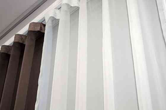 Комплект з шифону, декоративна гардина колір венге з молочним 002дк (н123-н105) Київ