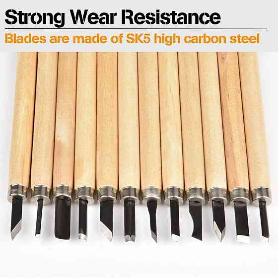 Набір стамесок для дерева 12 шт, сталь і дерево Київ