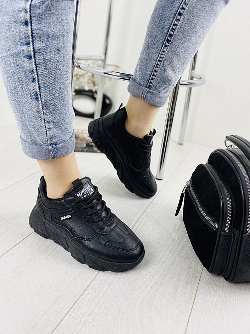 Кросівки жіночі SIYING G382 чорні (весна-осінь, еко-шкіра) (2616) 37 Коломия - фото 1