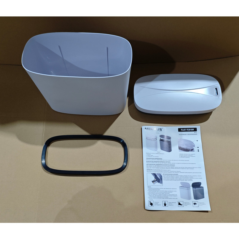Сенсорное мусорное ведро овальное Mixxus Flat-TC0109 9 л белое (MI7074) Харьков - изображение 14