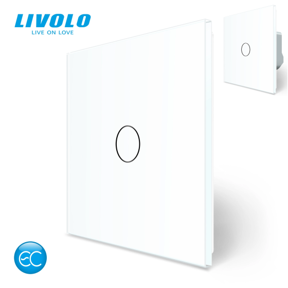 Комплект бездротовий сенсорний вимикач + розумний вимикач (реле) Livolo білий скло (VL-XR007-M7FC1Z2-2WP) Коломия