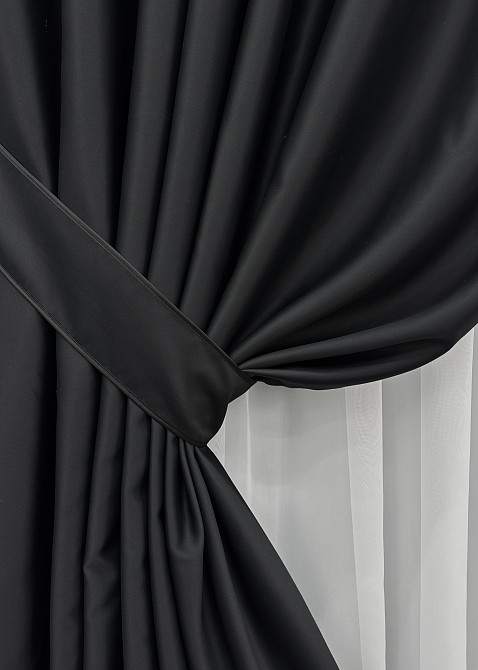 Комплект готових штор VR-Textil Блекаут Midnight № 1165ш Чорний 135х290 см 2 шт (39-910) Київ - фото 5