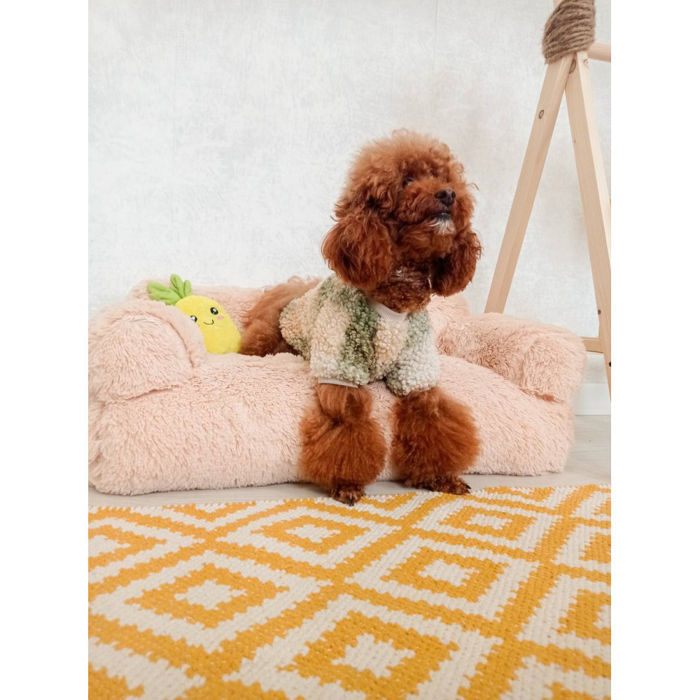 Меховой диван лежак для собак и кошек спальное место для животных съемны Incor бежевый 10079 L (100х60х30) Киев - изображение 8