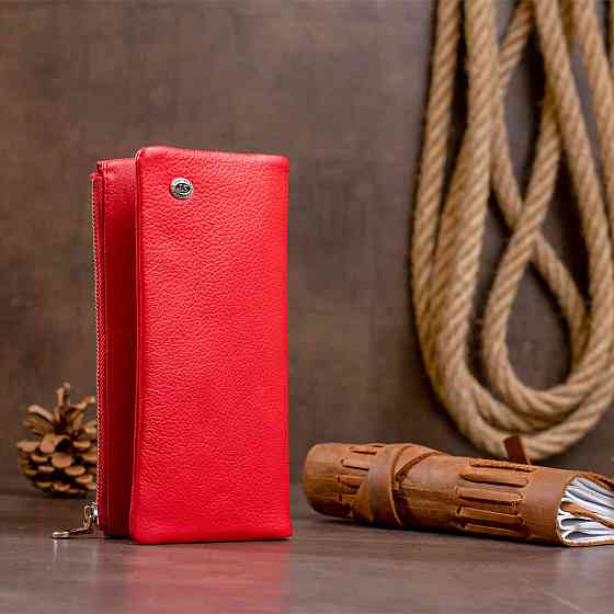 Вертикальний гаманець на кнопці жіночий ST Leather 19202 Червоний Київ