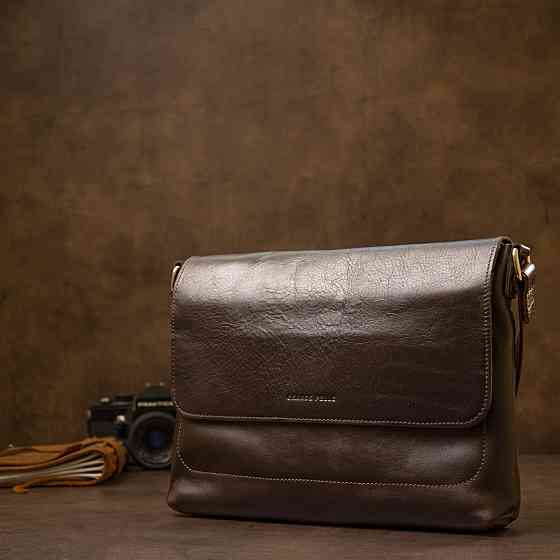 Кожаная мужская сумка GRANDE PELLE 11430 Коричневый Киев
