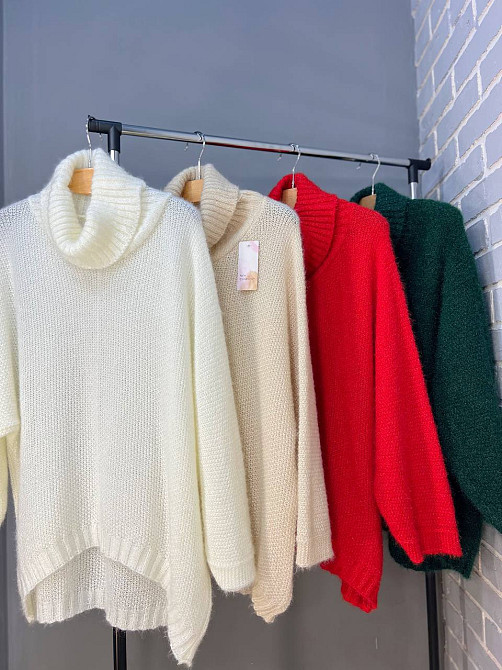 Свитер женский MY FASHION 3267 паутинка оверсайз широкий воротник хомут удлиненный, красный, 44-48 Одесса - изображение 10