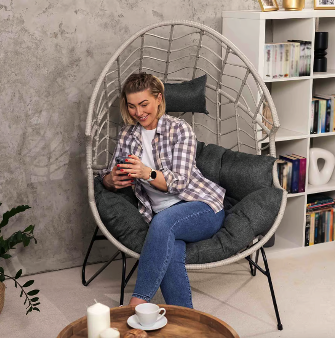 Крісло-кокон ротангове Di Volio Alcamo для відпочинку сірий Киев - изображение 5