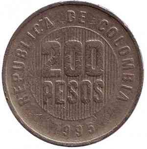 Монета 200 песо. 1995 рік, Колумбія. (БД) Полтава