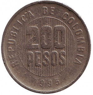 Монета 200 песо. 1995 рік, Колумбія. (БД) Полтава - фото 1