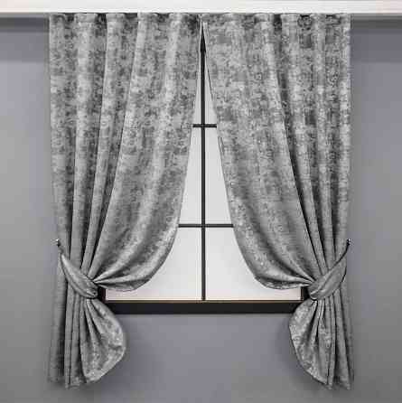 Комплект коротких штор VR-Textil Жаккард Sultan YL № 1668ш Серый 130х170 см 2 шт (35-0309) Киев