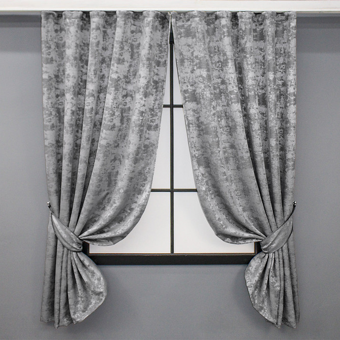 Комплект коротких штор VR-Textil Жаккард Sultan YL № 1668ш Серый 130х170 см 2 шт (35-0309) Киев - изображение 1