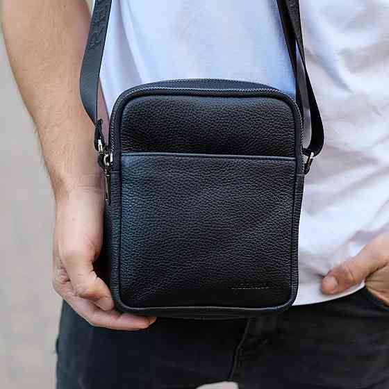Шкіряний чоловічий месенджер чорний чоловічий Месенджер З Натуральної шкіри Київ