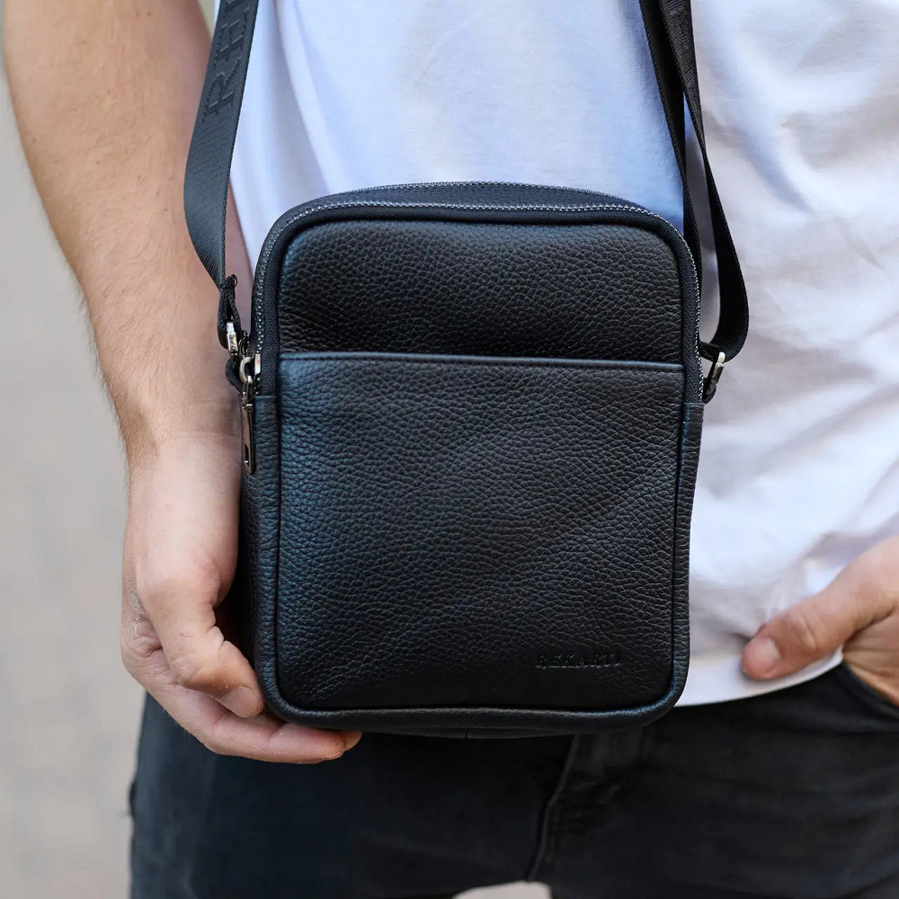 Шкіряний чоловічий месенджер чорний чоловічий Месенджер З Натуральної шкіри Київ - фото 6