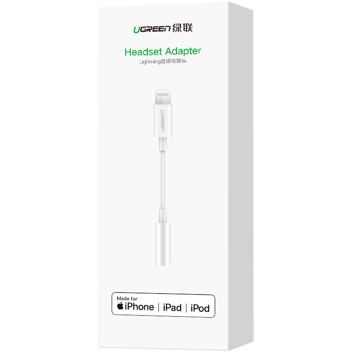 Перехідник Lightning --> 3.5 mm 10cm Headphone Jack Adapter Model US212 UGREEN Білий Вінниця - фото 2