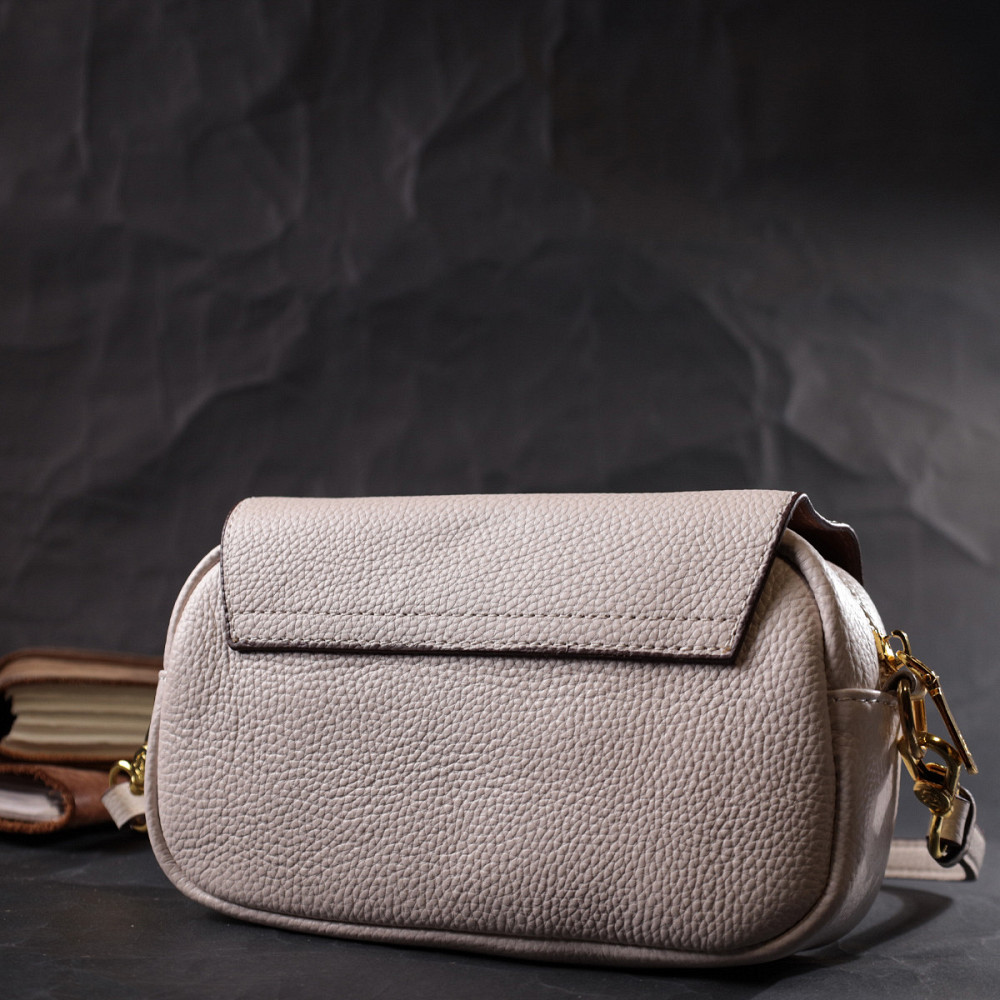 Красивая женская сумка с клапаном из натуральной кожи Vintage 22431 Белая Киев - изображение 10