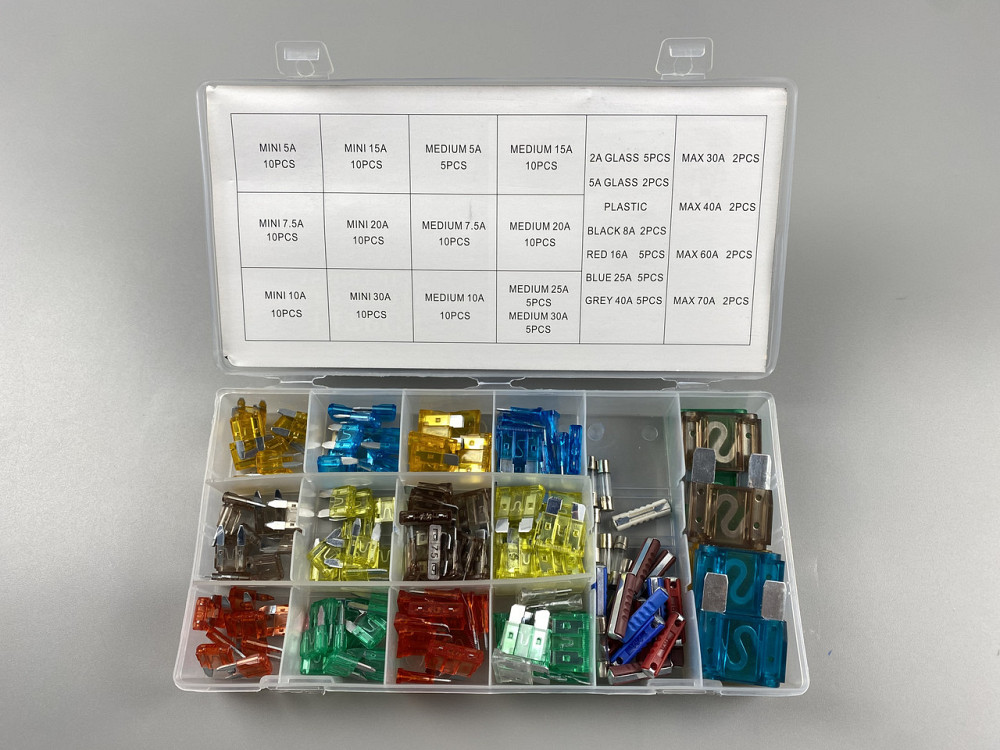 Набір запобіжників 147 шт від 5A до 70А від 5A до 70А  (mini, micro, medium, maxi, круглі скло + круглі кераміка) бокс пластиковий Мукачево - фото 8