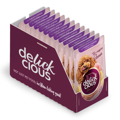 Вологий корм для собак Delickcious Смужки з індичкою та сиром в крем-супі 85 г (4820269141810) Вінниця - фото 2