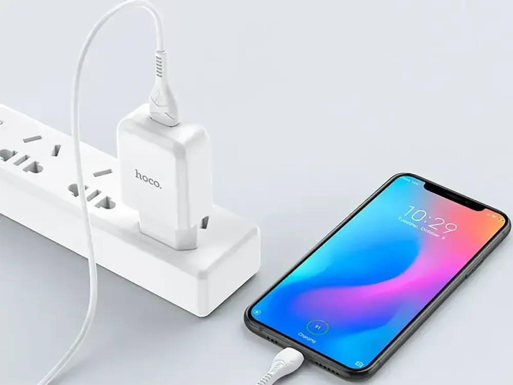 Сетевое зарядное устройство Hoco N2 Vigour 220V (10.5W, 5V/2.1A) на 1 USB-порт с кабелем USB - Type-C Одесса - изображение 8