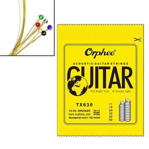 Струны Orphee TX630 для акустической гитары, комплект 6 шт, 11-52