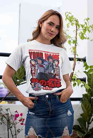 Футболка з аніме принтом Йоур Наме Аніме Мітсуха оверсайз (S/M/L) Чорний AnimeJ0186 Дніпро