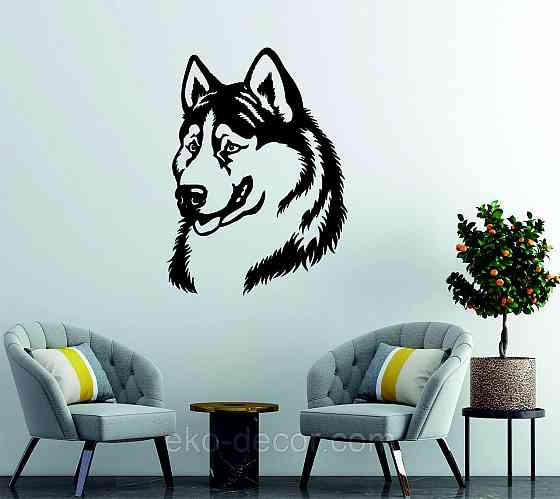 Декоративне настінне Панно «Хаскі», Декор на стіну 110*80 см, Чорний Київ