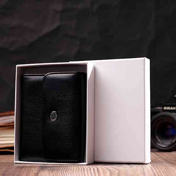 Симпатичный женский кошелек с монетницей из натуральной кожи Черный (ST Leather) Киев