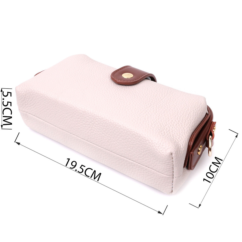 Чудовий клатч з цікавою клямкою з натуральної шкіри Vintage 22426 Білий Київ - фото 3