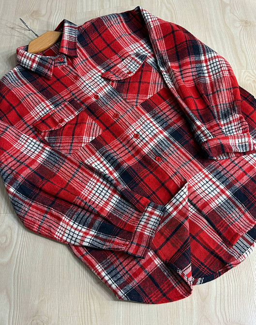 Сорочка жіноча YZY 223 картата оверсайз тепла байка, червоний, one size Київ - фото 3